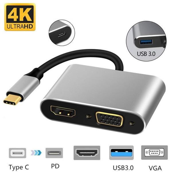 Cheap Mac OS X Macbook Pro Type C HDMI Hub USB C To VGA USB3.0 PD 87W for sale