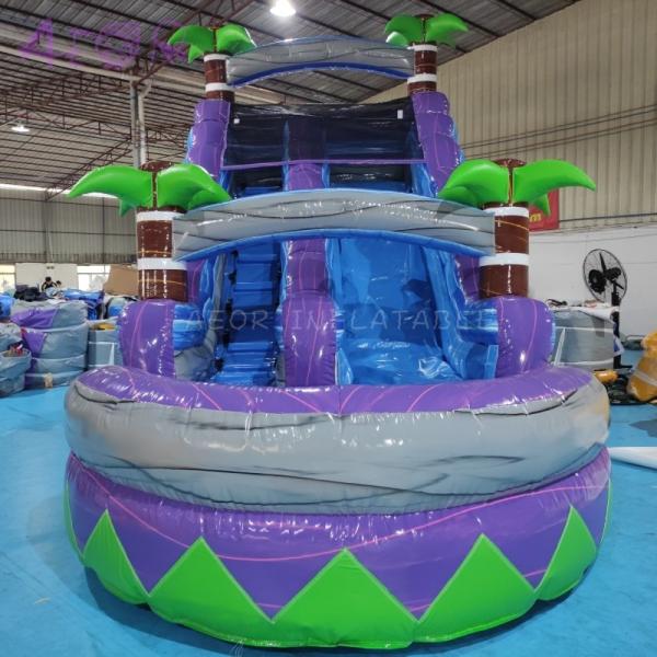 Cheap Waterslide Commercial PVC Palm Tree Inflatable Water Slide For Kid Inflatable Slide With Pool for sale