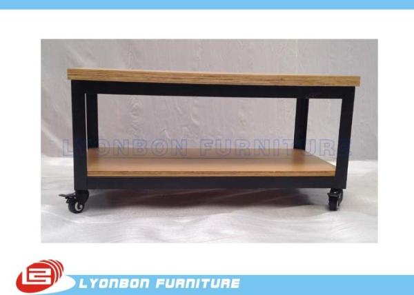 Cheap Custom Mobile Retail Display Tables / Desk Black Metal Display Table With Casters for sale