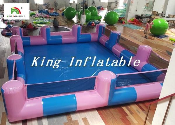 Cheap Custom 0.9mm PVC Pool Type Inflatable Swimming Pool With Blue And Pink , 12x8m for sale