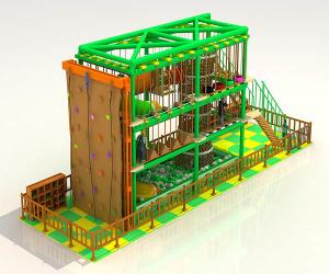 Best Wood High Ropes Course Equipment Multiple Obstacle Course Two Level wholesale