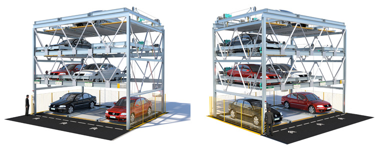 4 Layers Multilevel Car Parking System Stereo Garage Rope Drive