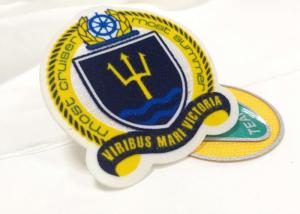 China Heat Cut Twill Fabric Custom Clothing Patches Cloth Embroidered Badges on sale