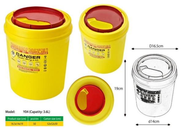 Cheap 3.6 Litre Sharps disposal container, Sliding Lid, Red,Sharps Container  | WinnerCare for sale