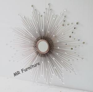 Decorative Metal Mirror Wall Decor Sun Rays Style 90cm Diameter Overall Size