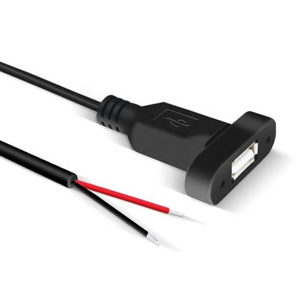 Cheap Custom Panel Mount USB A Female to Bare Wire Tinned Open End Cable for sale