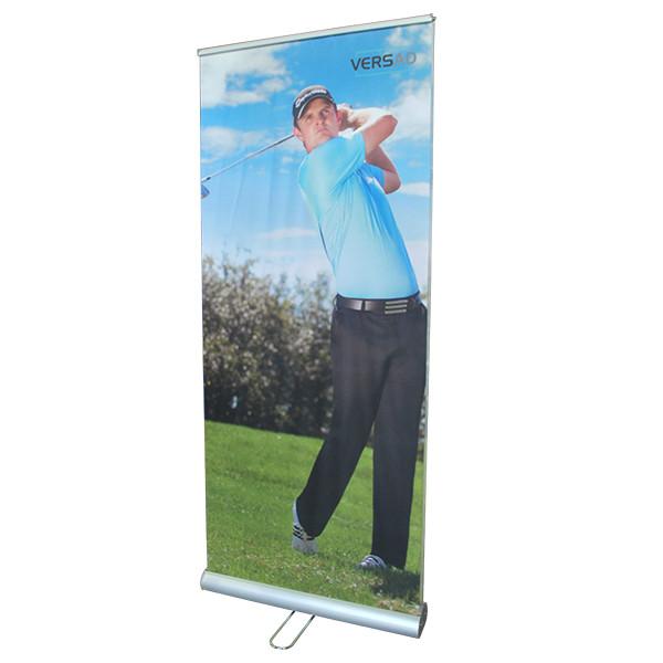 Cheap Pull Up Vertical Retractable Banner , Double Sided Foldable Banner Stand for sale