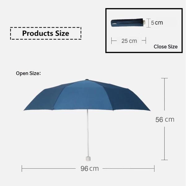 7 Oz Ultralight Umbrella Three Folding Umbrella With Zipper Case