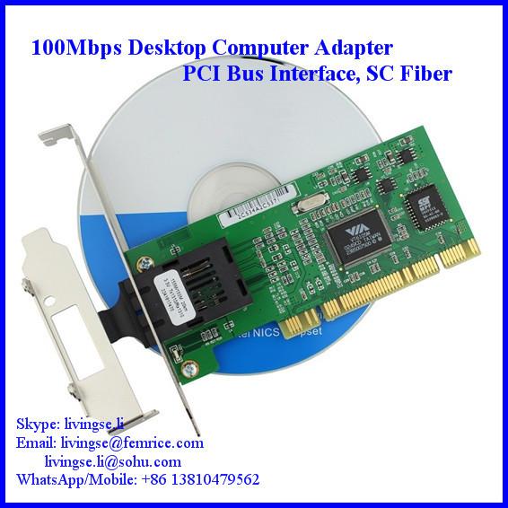 Cheap PCI Bus Interface, 100Mbps Desktop Computer Fiber Optic Network Adapter, VIA VT6105M Chipset, SC Fiber for sale