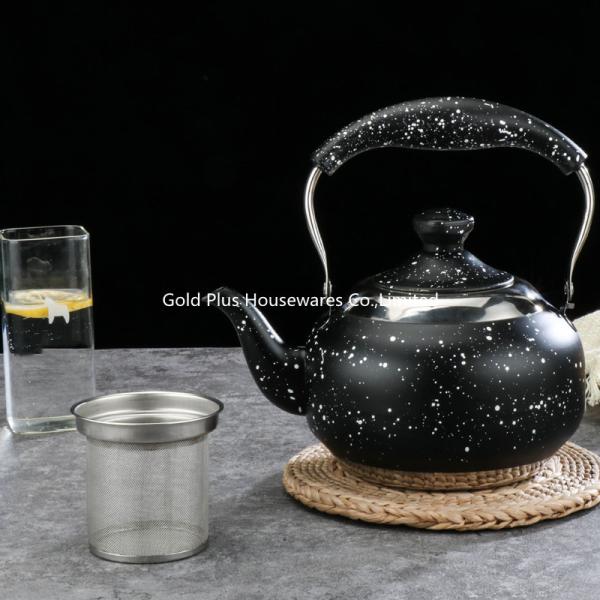 Cheap 1L Stovetop Stainless Steel Tea Pot Black Color Loop Handle Kongfu for sale