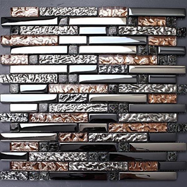Cheap Black Brown Electroplate Crystal Glass Mosaic Tile For Kitchen Fireplace Decor for sale