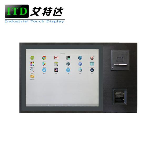 Cheap Grey Embedded Touch Panel PC 15'' With Thermal Printer QR Reader Integrated Android 6.0 for sale