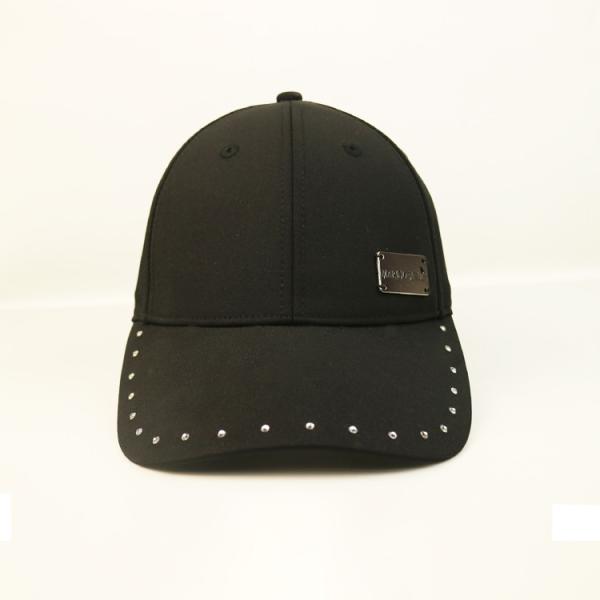 Cheap Curved Brim Polyester Baseball Cap Adjustable Plain With Metal Badge for sale