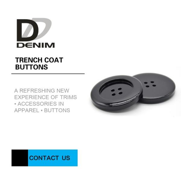Cheap Washable DTM Resin Trench Coat Buttons With Customized Engraved Logo for sale