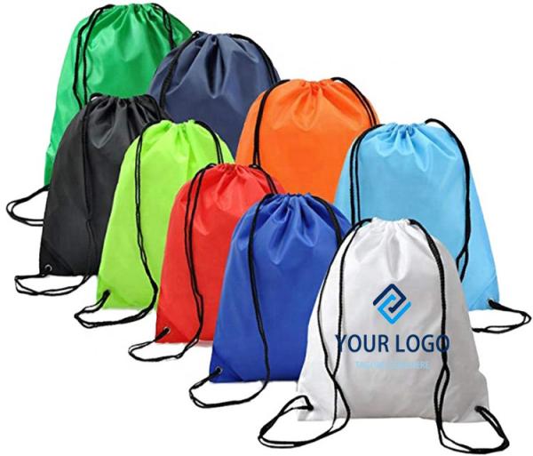 Cheap BSCI BRC Polyester Drawstring Pouch , RPET Foldable Drawstring Backpack for sale