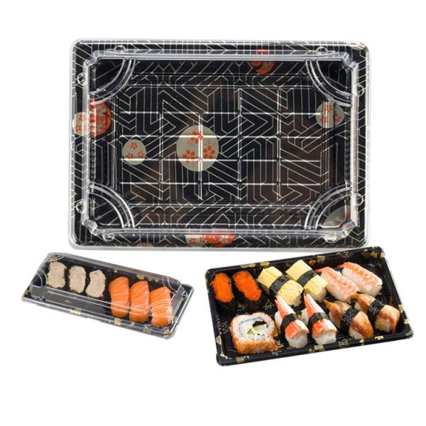 Cheap Recyclable Plastic Sushi Takeaway Containers With Clear Lid for sale