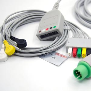 China Split 6Pin 5 Leads ECG Monitor Cable Gray Color Latex Free Multi Function on sale