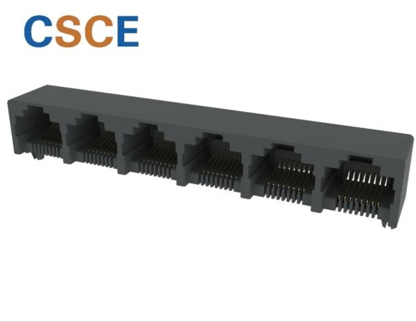 Cheap 1×6 8P8C Unshielded Plastic RJ45 Modular Socket for sale