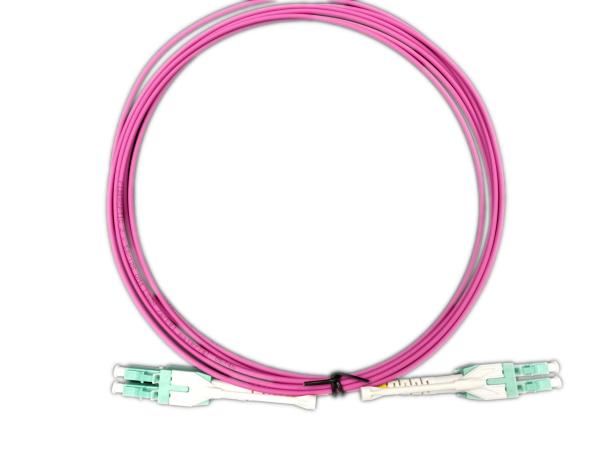 Cheap LC Unitboot OM4 Magenta Cable Duplex Optical Fiber Patch Cord 50 / 125 Pulling type for sale