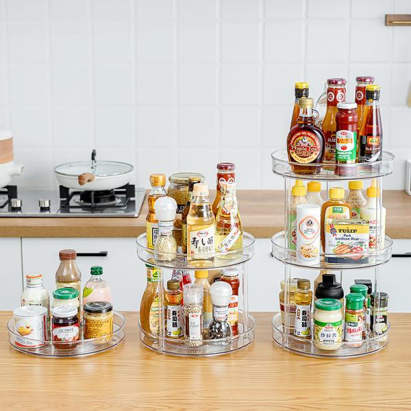 Cheap Save Space Transparent Spice Rack Organizer Countertop Spice Display Rack Plastic Lazy Susan for sale