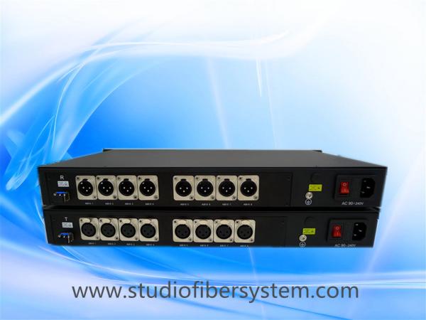 Cheap 8CH Unidirectional  AES EBU digital audio fiber converter over ST/LC/FC fiber extending audio to 20~80KM for sale