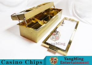 Best Titanium Gold Metal Poker Chip Plate Double Layer Locked Poker Table Top Chip Box wholesale