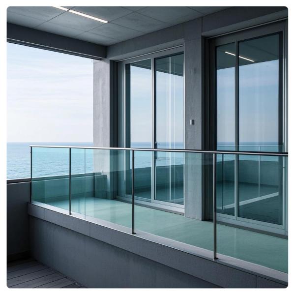 Cheap Modern Frosted Glass Balcony Railing for Spiral Staircases for sale