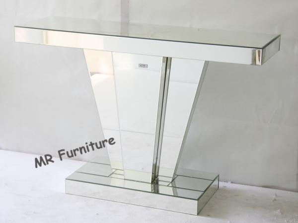 Cheap Hotel Lobby Mirror Console Table Sets , Beveled Edge Mirrored Sofa Table In Silver for sale