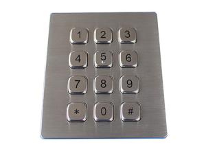 Dynamic Waterproof IP67 Stainless Steel Numeric Keypad 12 Keys Vandal Proof