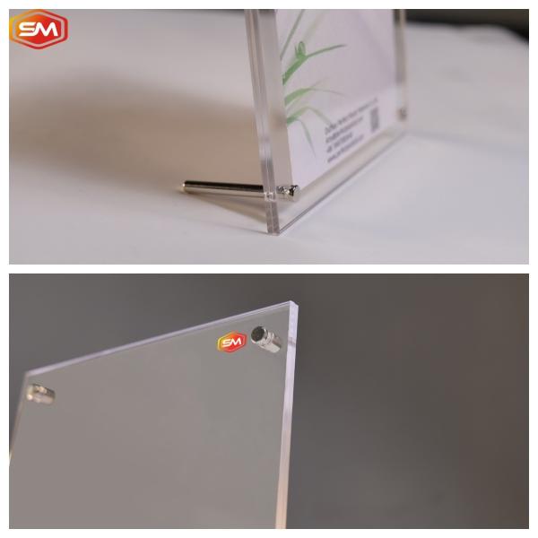 Cheap A6 Custom Clear Acrylic Display Photo Frame With Steel Screw Stand for sale