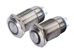2 Pins Stainless Steel Push Button Switch Led Illuminated Flat head On Off Momentary