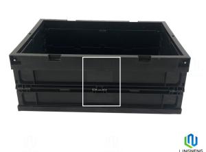 China Rectangle 55L Folding Crate Box Collapsible Plastic Storage Boxes With Lids 600*400*285mm on sale