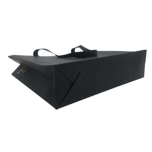 Ribbon Handle Large Paper Carrier Bags Black Color Paperboard Material