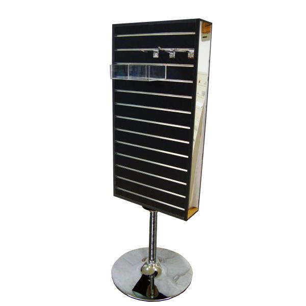 Cheap Double Mirror Rotating MDF Slatwall Display Stand for sale