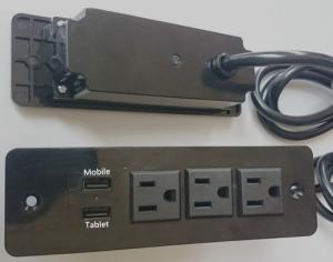 5V 2.4A & 1A  3 Way Desktop Power Outlet With Usb Charging For Tablet / Power Bank