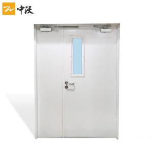 Best Dark Gray Color Unequal Leaf Modern Fire Rated Doors With Vertical Glass 45mm Thick wholesale
