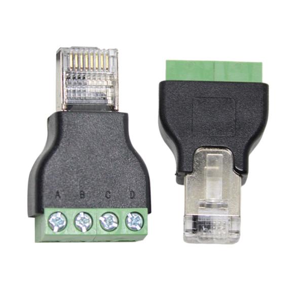 Cheap RJ45 Network Male Plug 8P8C to 4 Pin Screw Terminal Blocks RS485 Adapter for sale