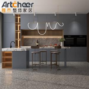 Customized Color I Shape Kitchen Design Set with Center Island and Lazy Susan Storage