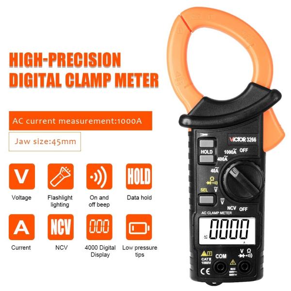 Cheap VICTOR 3266 HIGH-PRECISION DIGITAL CLAMP METER  large screen display maximum display 4000 word height 15m for sale