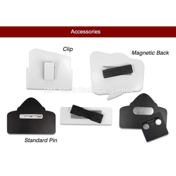 Custom Aluminum Sublimation Blanks - White Metal Name Tag Badges for Brand Logo Printing, High Quality Wholesale Pins & Badges