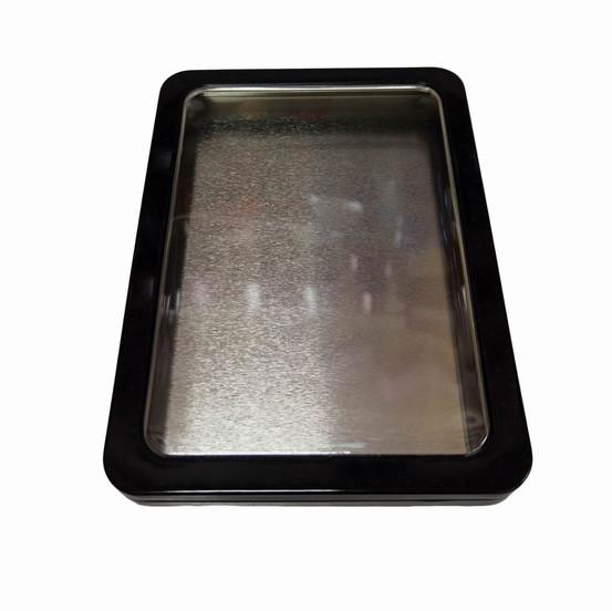 Cheap Plastic Clear Window Rectangular Tin Container With Transparent Lid for sale