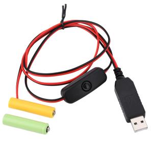 China 1.5v 3v 4.5v 6v LR6 AA LR03 AAA Battery Eliminator Replace USB Switch ON OFF Power Charger Cable for LED Light Electronic Toys on sale