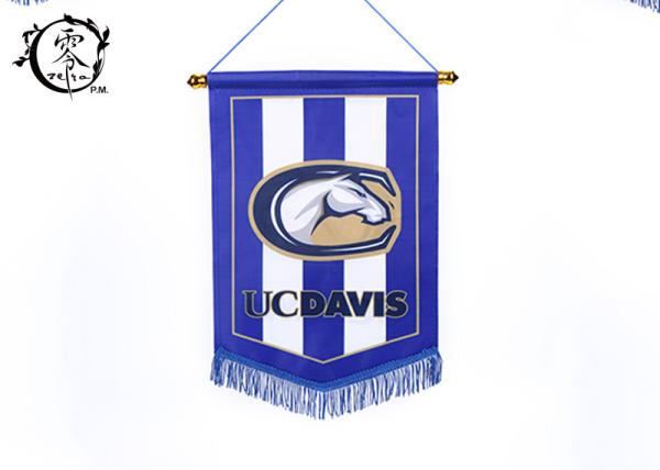 Cheap UCDAVIS Digital Printed Multicultural Flag Banners Pentagon Flag Size 9 x 15'' Customized with Tassel for sale