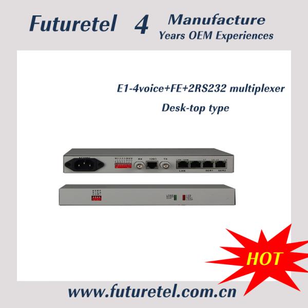 Cheap Fiber Optical E1 interface to 4voice Ethernet 4RS232 multiplexer for sale