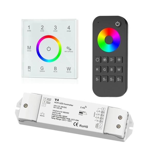 Cheap 4 Zone RGBW LED Controller , Led Dimmer Touch Panel With Remote Control for sale