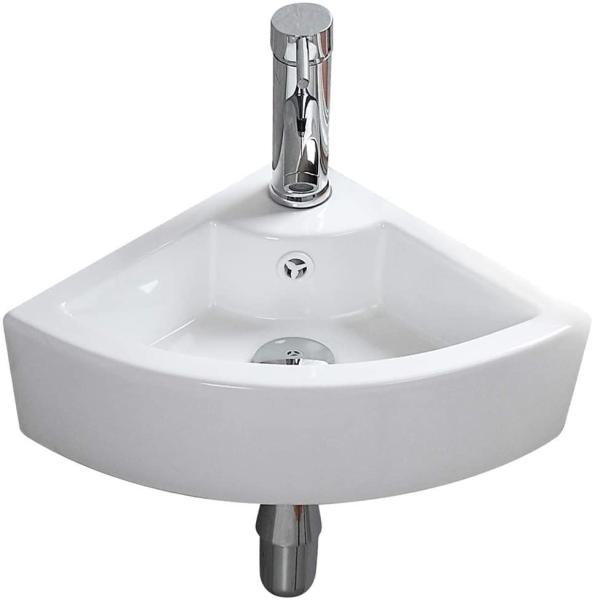 Cheap Small Triangle Wall Mount Corner Ceramic Art Basin With Overflow Hole for sale