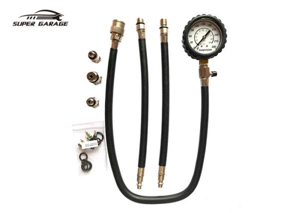 Cheap 0-300PSI Cylinder Compression Tester Kit Tool Black SG-2206 With Long Reach Hoses for sale