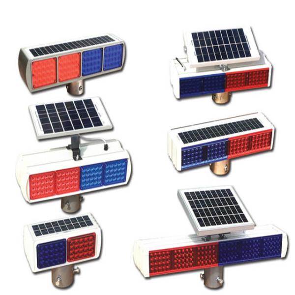 Cheap Red and blue traffic flashing light Double-sided traffic LED warning strobe light Solar flashing light for sale
