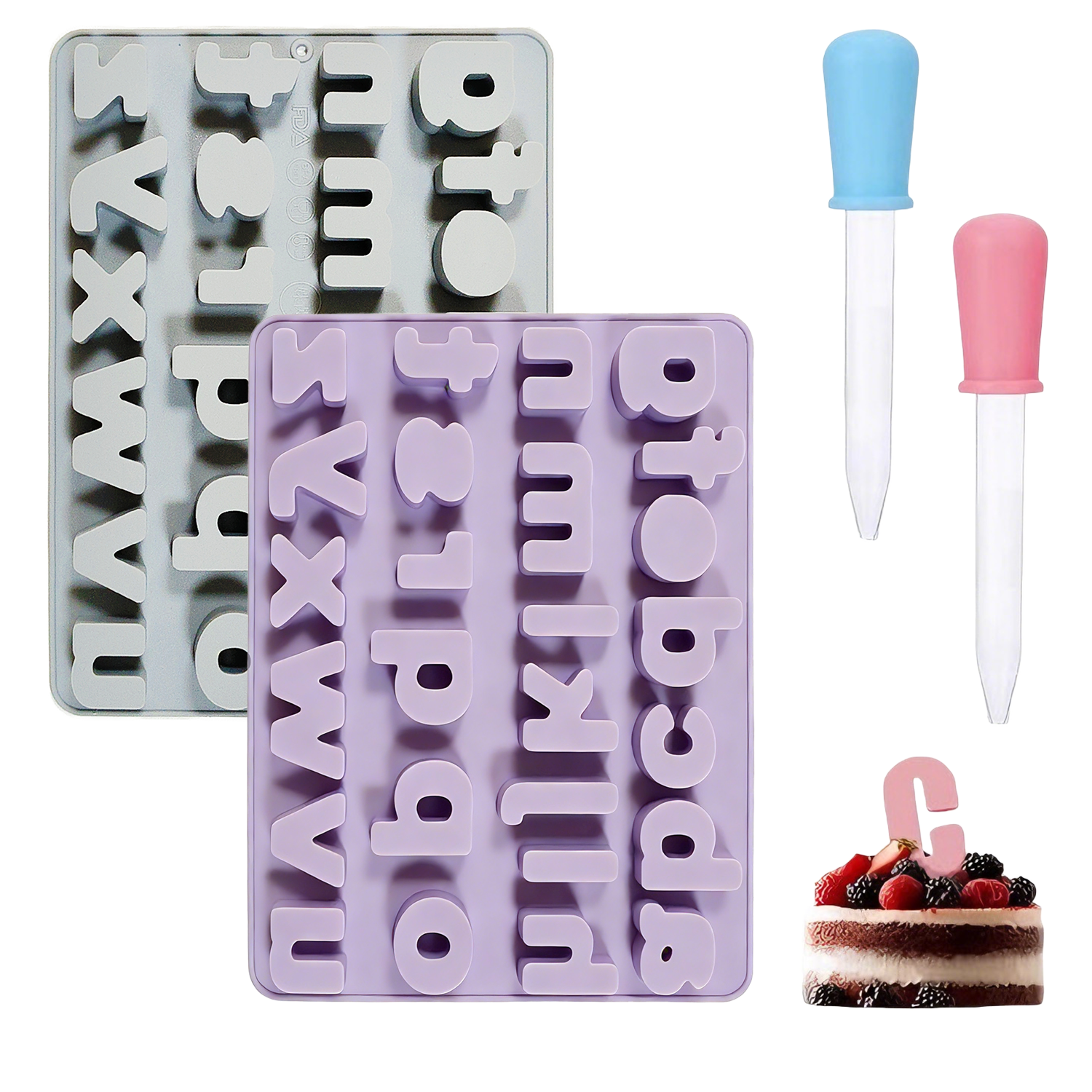 Microwave Safe Letter Silicone Mold Suitable for Cake Decorating Cookie Pressing Candy Casting Epoxy Resin Soap Ice Cube