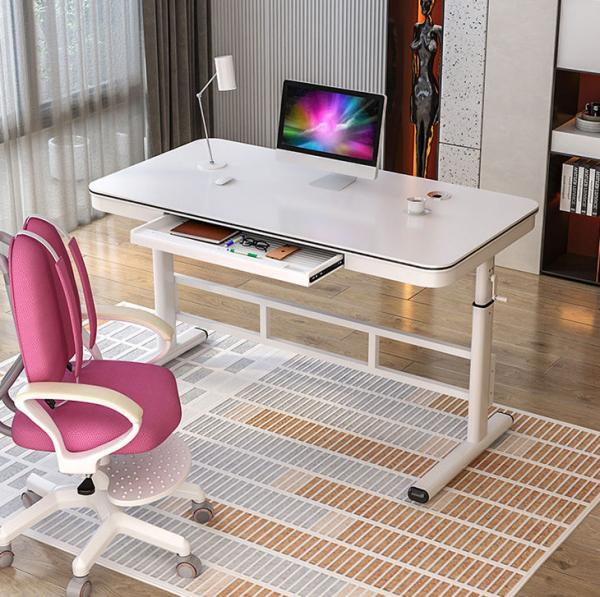 Cheap Custom Promotion Middle Height Adjustable Writing Table with Rustic Brown Desktop for sale